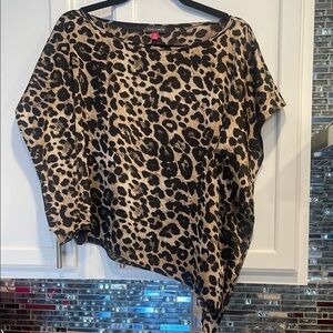 Vince Camuto Tan and Brown Asymmetrical Blouse